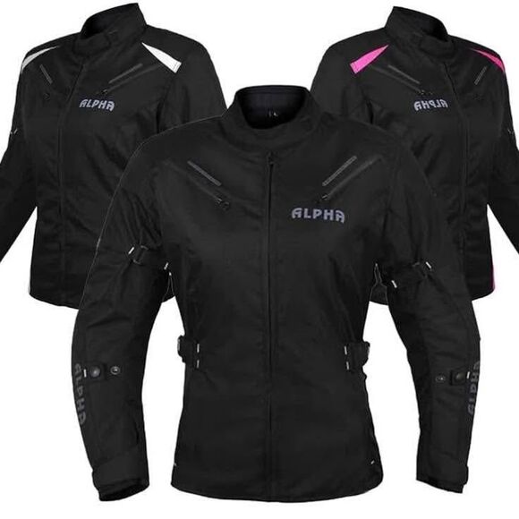 ALPHA CYCLE GEAR ALL SEASON WOMEN MOTORCYCLE JACKET WATERPROOF RIDING Black 2XL - Picture 1 of 7